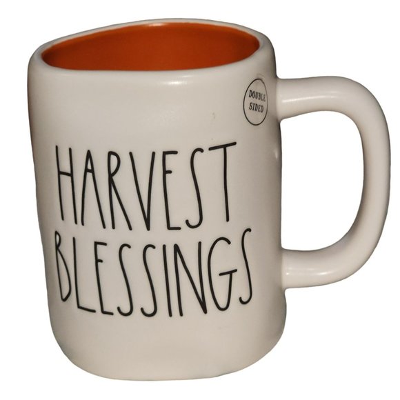 Harvest Blessings Pumpkin Ceramic Coffee Mug Rae Dunn Double Sided Coffee Mug - Picture 5 of 10